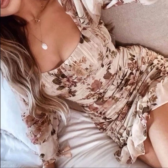 Zara Floral Print Draped Dress - Picture 3 of 16